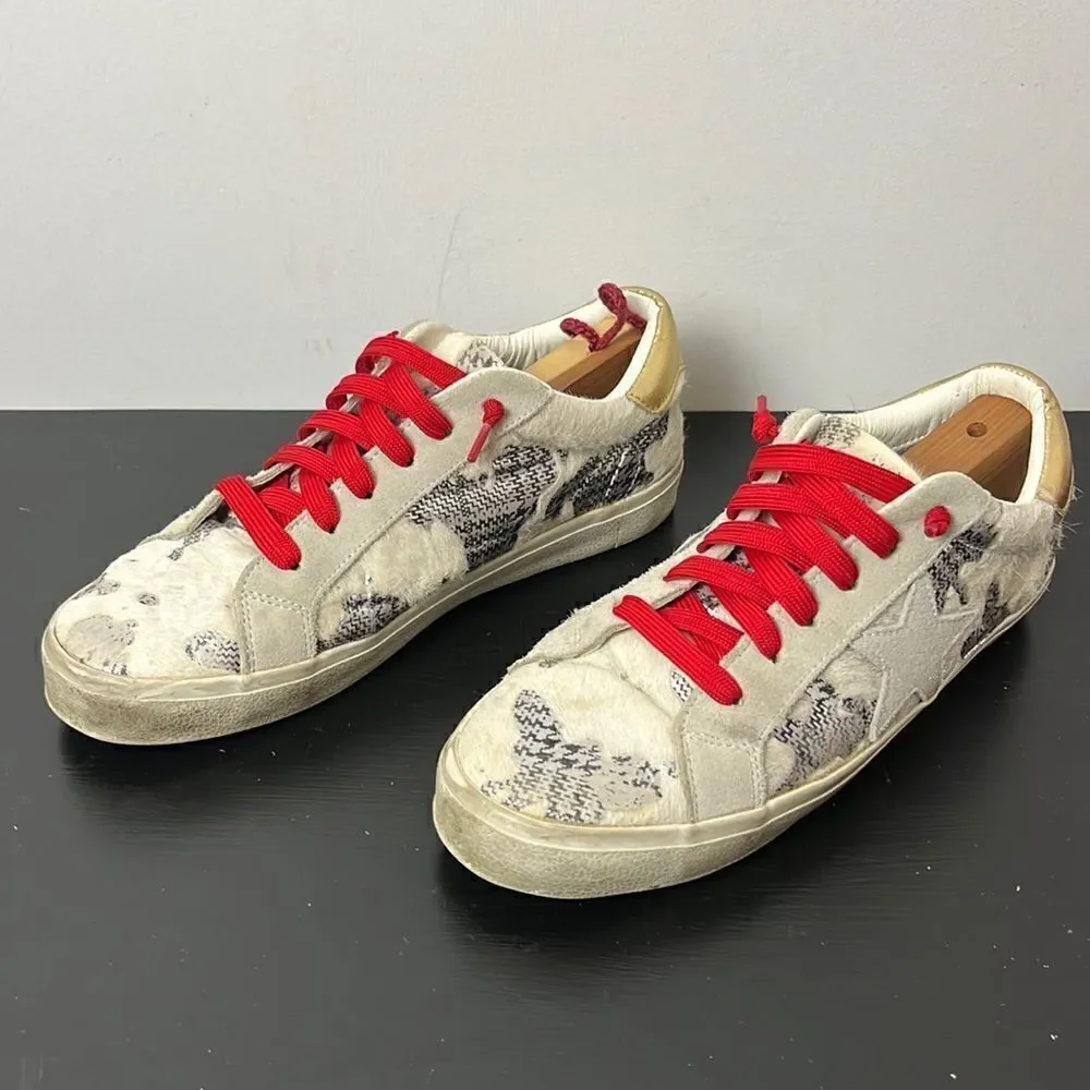 Steve Madden Cream Women's Philosophy Lace-up Sneakers Red laces
